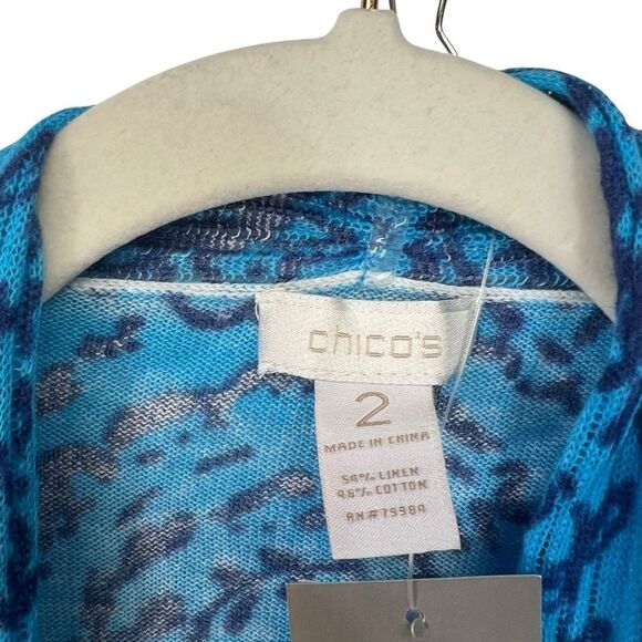New with tags Chico linen blend cardigan sz 2 M PAISLEY CARDIGAN BLUE 570080788 - Picture 4 of 16